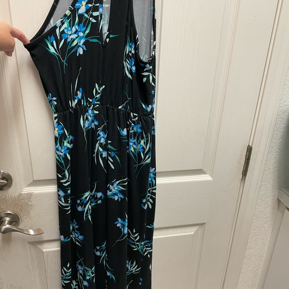 French Grey Black and Blue Floral Maxi Dress - Picture 4 of 5
